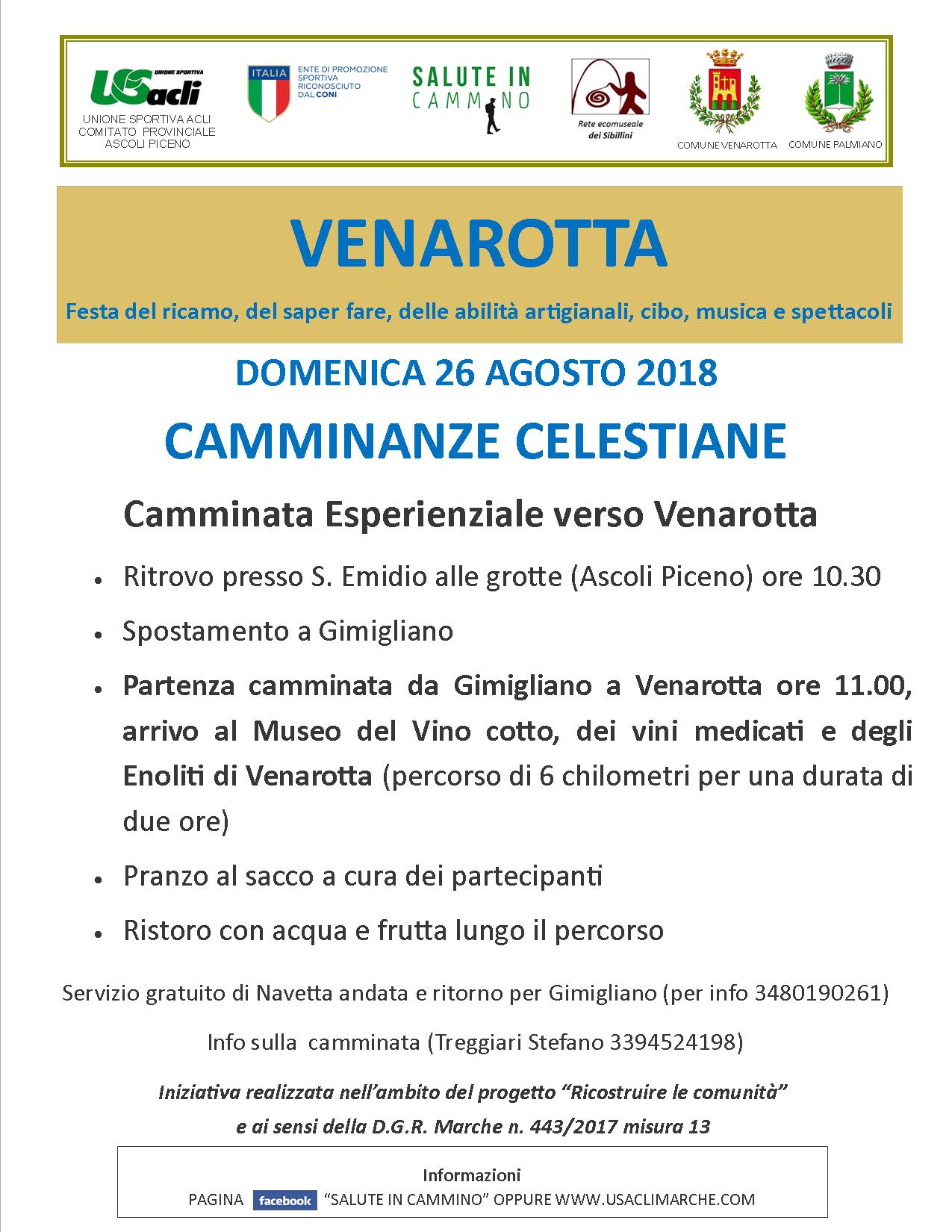 Domenica 26 agosto “Camminata esperenziale verso Venarotta”